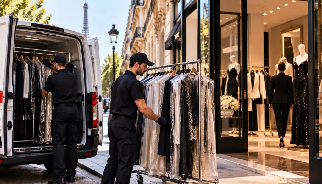 Vêtements sur cintre pour les showrooms et la Fashion Week